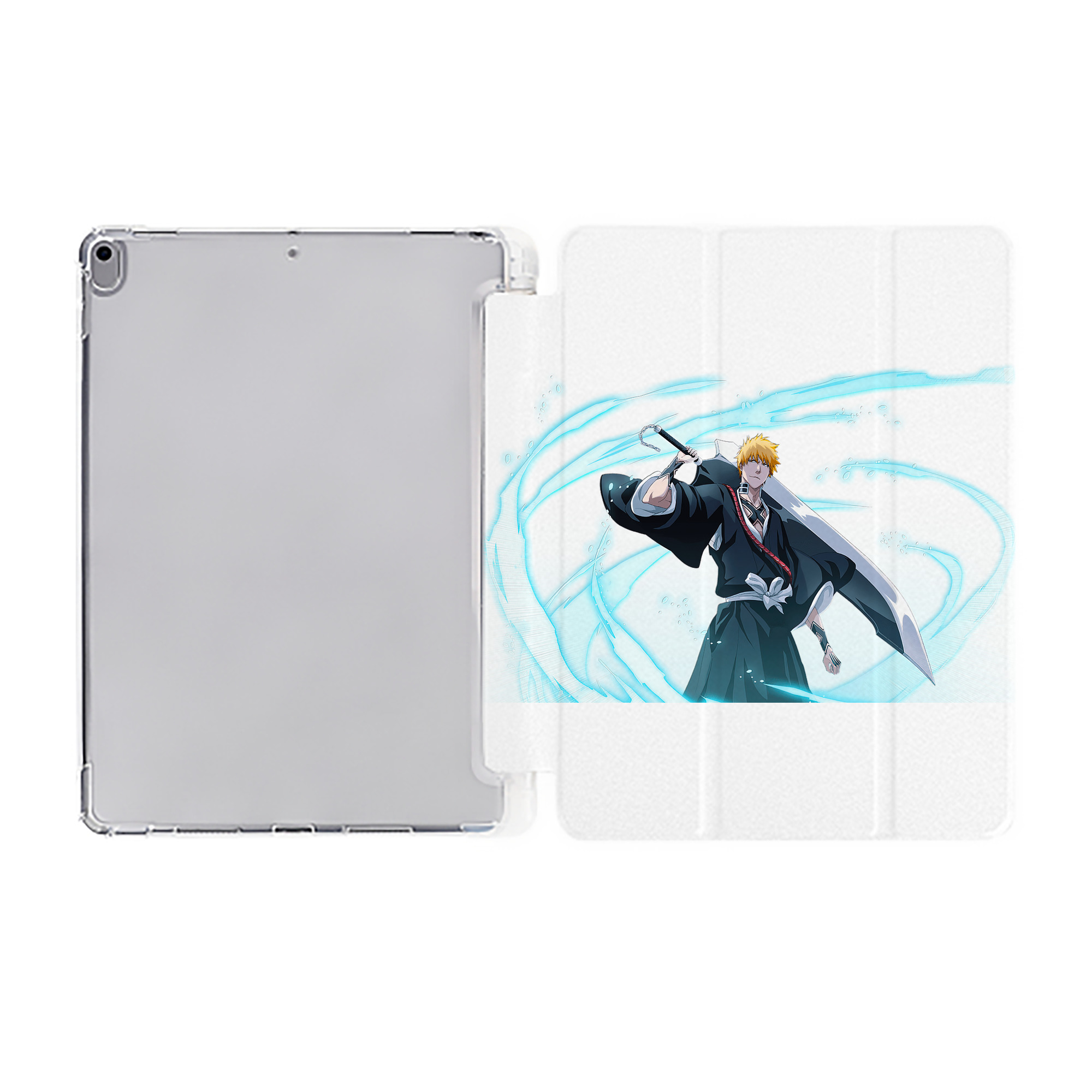 （画像用） ブリーチ 黒崎一護（くろさき いちご）BLEACH Kurosaki Ichigo IPad ケース ペン収納付き 三つ折りスタンド PUレザー×シリコン 対応機種9.5/10.5/10.9インチ